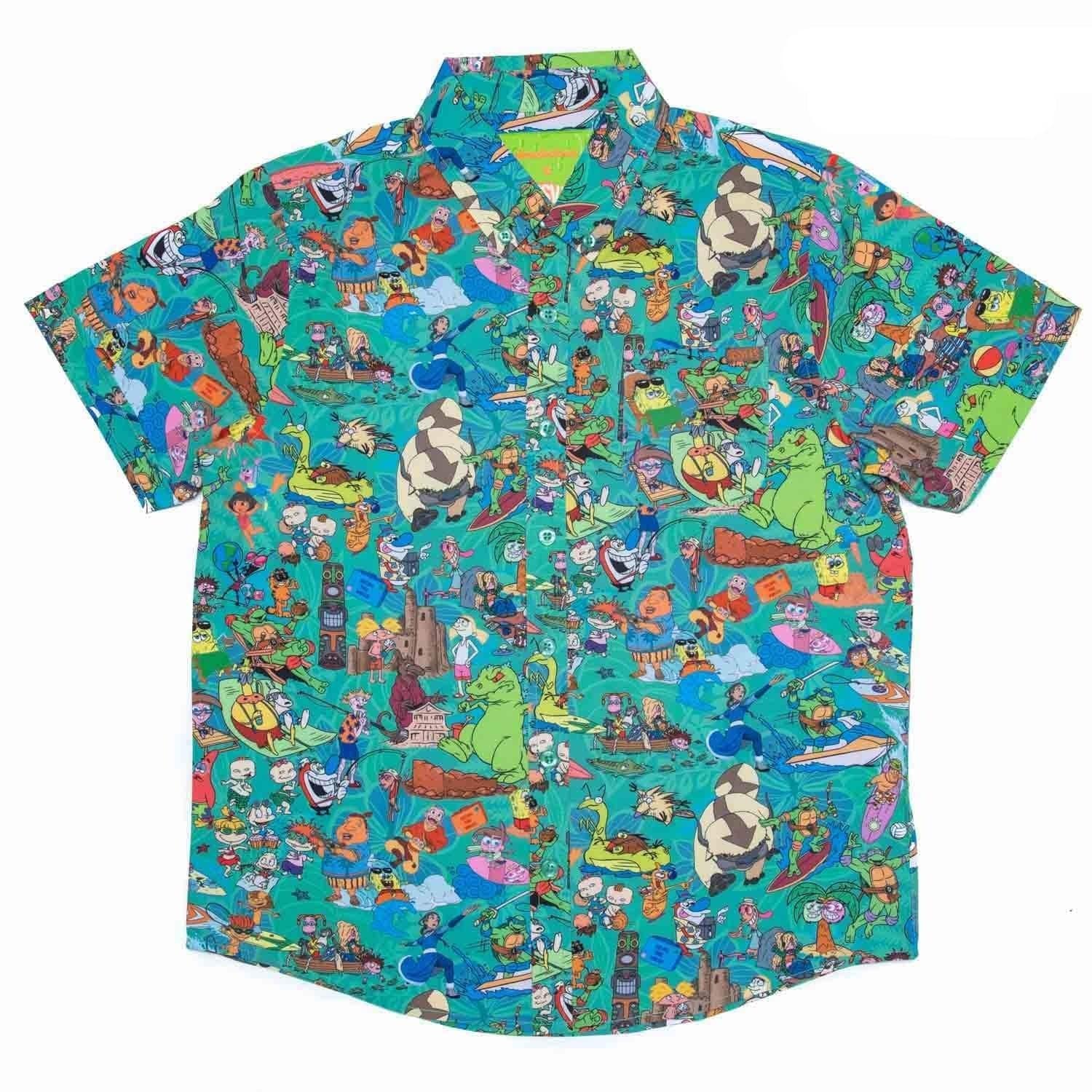 Nickelodeon, Shirts, Nickelodeon Spongebob Teal Baseball Graphic Button  Jersey Mens Size Large New