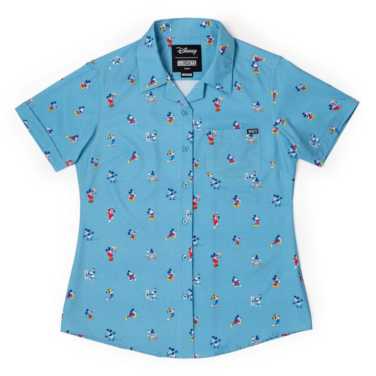 Disney Mickey Mouse Mens Baseball Shirt, Classic Button Down Jersey White Medium, Men's